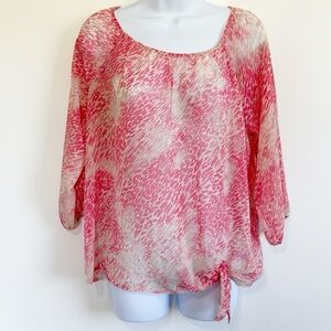 EXPRESS Sheer Blouse Pink and White Leopard Print Small